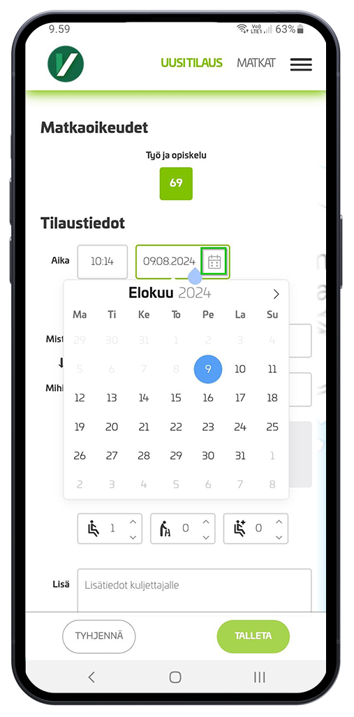 Päivämäärän valinta