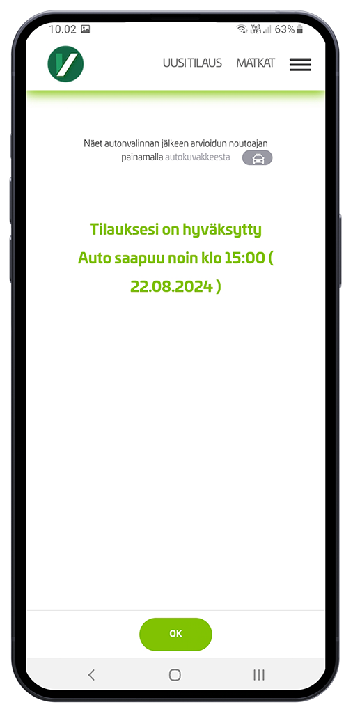 Tilaus hyväksytty
