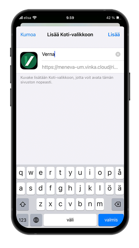 Anna pikakuvakkeelle nimi